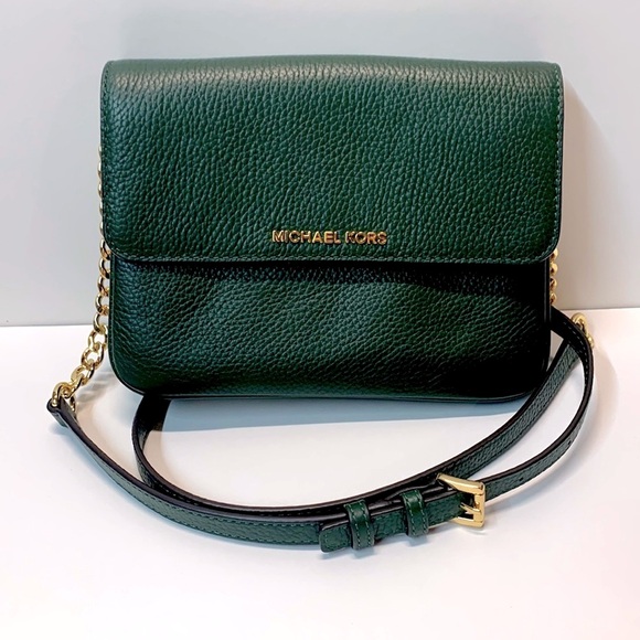 Like New Michael Kors Green Leather Crossbody Bag - Picture 3 of 14